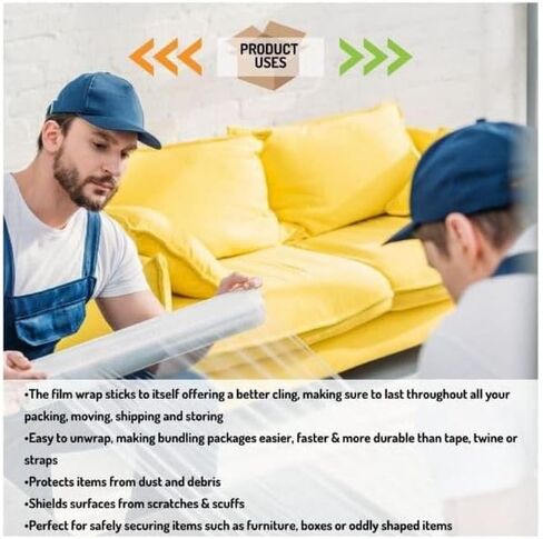 فيلم JQ Stretch Wrap Cast Hand Shrink Film 3 "Core 12 بوصة × 1500 قدم 70 مقياس 4 لفات/علبة in Kuwait