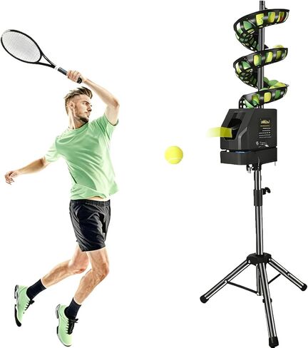 Tennis Ball Machine for Beginners - Remote-Controlled, 30+ Ball Capacity, Adjustable Speed/Spin/Frequency, Lightweight Mini Trainer for Random/Backhand/Forehand Practice in Saudi Arabia