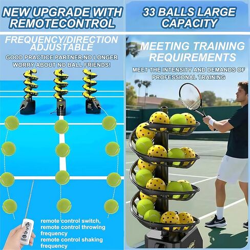 Tennis Ball Machine for Beginners - Remote-Controlled, 30+ Ball Capacity, Adjustable Speed/Spin/Frequency, Lightweight Mini Trainer for Random/Backhand/Forehand Practice in Saudi Arabia