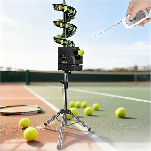 Tennis Ball Machine,Pitching Machine, Tennis Machine with Remote Control Server Adjustable Height & Angle for Practice and Training in Saudi Arabia