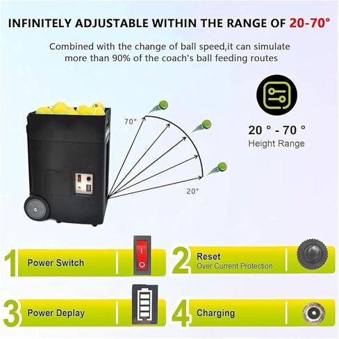 Tennis Ball Machine,Pitching Machine, Portable Automatic Launcher Practice Equipment Remote and App Control for All Players Lovers in Saudi Arabia