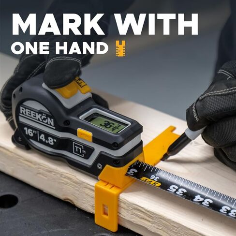 REEKON T1M Utility Digital Tape Measure 16ft (English) – Bluetooth Smart Measuring Tool, 1/32" Accuracy, Saves 1000+ Measurements, LCD Display, 150 Hour+ Battery Life & Rechargeable in Saudi Arabia