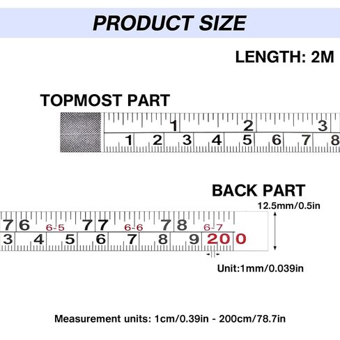 2 Pack Self-Adhesive Measuring Tape, 78 Inch/200cm Steel Peel & Stick Tape Measure, Imperial & Metric Scales, Left-Right Reading Ruler for Workbench, Woodworking, Table Saw, Drafting Table, White in Saudi Arabia