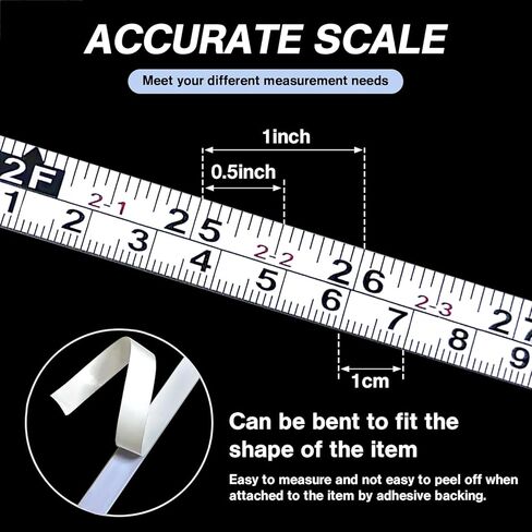 2 Pack Self-Adhesive Measuring Tape, 78 Inch/200cm Steel Peel & Stick Tape Measure, Imperial & Metric Scales, Left-Right Reading Ruler for Workbench, Woodworking, Table Saw, Drafting Table, White in Saudi Arabia