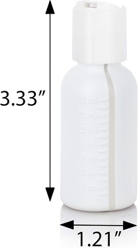 JUVITUS (6 pack) 1 oz White Graduated HDPE Boston Round Plastic Bottles with White Disc Cap in Saudi Arabia