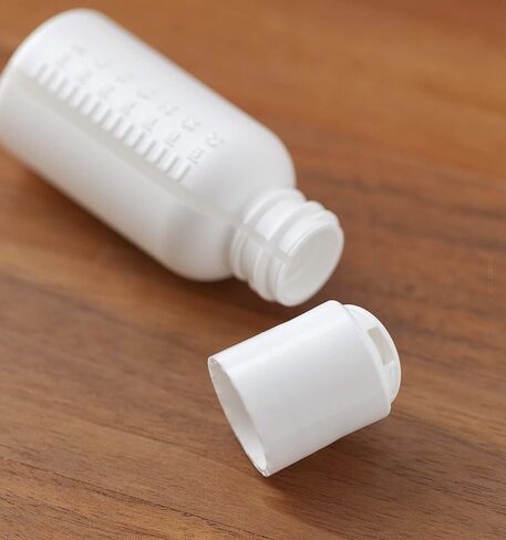 JUVITUS (6 pack) 1 oz White Graduated HDPE Boston Round Plastic Bottles with White Disc Cap in Saudi Arabia