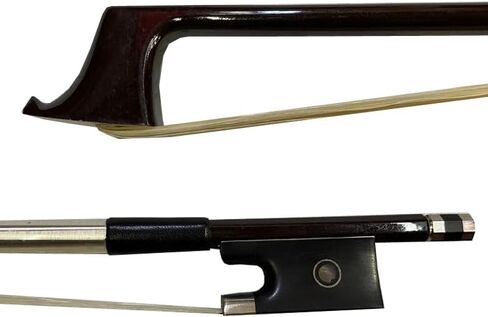 small szie coffee carbon fiber violin bow white horse hair 3/4,1/2,1/4,1/8 for childern (1/8) (1/4) in Kuwait