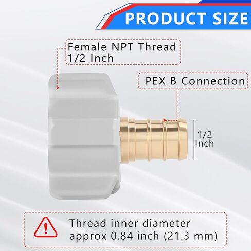 محول دوار 1/2 بوصة Pex x 1/2 بوصة أنثى NPT تركيب تجعيد نحاسي بدون الرصاص، متوافق مع PEX-B، 4 عبوات in Kuwait
