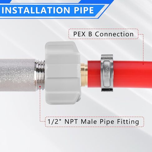محول دوار 1/2 بوصة Pex x 1/2 بوصة أنثى NPT تركيب تجعيد نحاسي بدون الرصاص، متوافق مع PEX-B، 4 عبوات in Kuwait