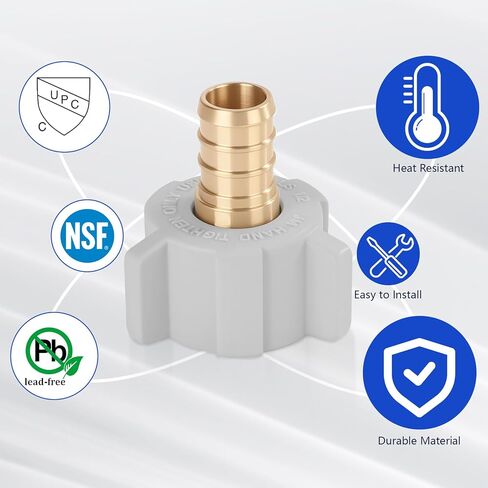 محول دوار 1/2 بوصة Pex x 1/2 بوصة أنثى NPT تركيب تجعيد نحاسي بدون الرصاص، متوافق مع PEX-B، 4 عبوات in Kuwait