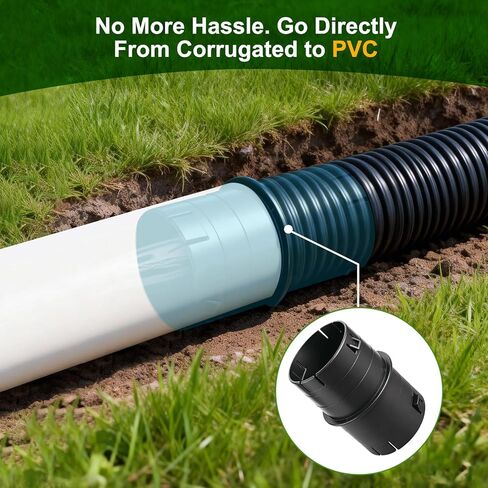 موصل أنابيب عالمي مقاس 4 بوصات، مموج إلى محول أنابيب PVC، وصلة تصريف في الفناء لتفريغ مضخة الحوض وملحقات ماسورة التصريف، تناسب الأنابيب المموجة مقاس 4 بوصات SCH 40 و4 بوصات SDR 35 و4 بوصات - أسود in Kuwait