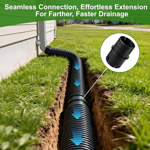 موصل أنابيب عالمي مقاس 4 بوصات، مموج إلى محول أنابيب PVC، وصلة تصريف في الفناء لتفريغ مضخة الحوض وملحقات ماسورة التصريف، تناسب الأنابيب المموجة مقاس 4 بوصات SCH 40 و4 بوصات SDR 35 و4 بوصات - أسود in Kuwait