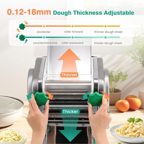 Newhai Commercial Electric Pasta Maker 2-in-1 Automatic Noodle Machine Thickness Adjustable 2mm 6mm Noodle Heavy Duty Dough Roller Pressing Machine, 750W in Kuwait