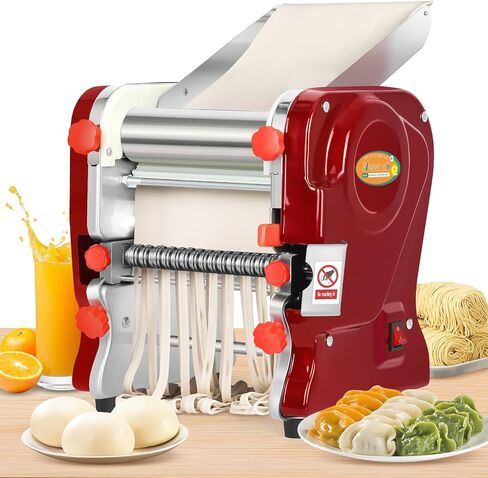 Newhai Commercial Electric Pasta Maker, Automatic Noodle Machine, 2-in-1 Heavy Duty Dough Roller Pressing Machine, with 2mm/6mm Blade, 550W Stainless Steel (with a 2mm/6mm dual use blade) in Kuwait