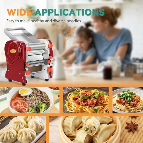 Newhai Commercial Electric Pasta Maker, Automatic Noodle Machine, 2-in-1 Heavy Duty Dough Roller Pressing Machine, with 2mm/6mm Blade, 550W Stainless Steel (with a 2mm/6mm dual use blade) in Kuwait