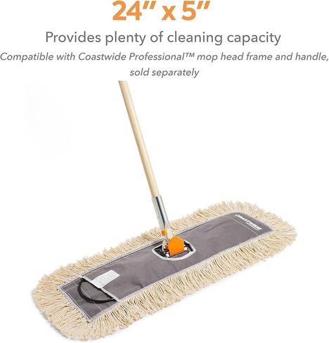 Professional Cut-End Dust Mop Head, Cotton, 24" x 5", White in Kuwait