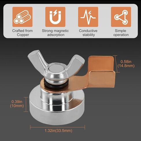 Welding Magnetic Grounding Clamp, Welding Support Ground Clamp Tools, Strong Large Suction Magnet Head, Welder Copper Tail Ground Connection Welding Accessories (1) in Kuwait
