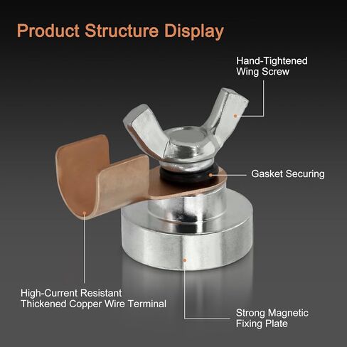 Welding Magnetic Grounding Clamp, Welding Support Ground Clamp Tools, Strong Large Suction Magnet Head, Welder Copper Tail Ground Connection Welding Accessories (1) in Kuwait