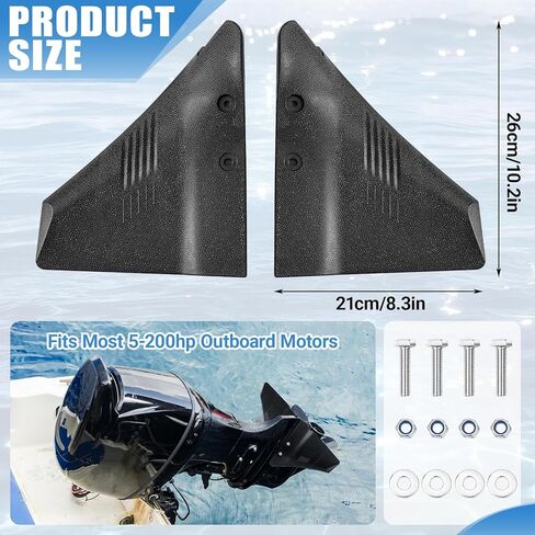 1 Set Boat Hydrofoil Stabilizer for Marine Outboard and Sterndrive Motors with Dorsal Fin Style and Nylon Black Compatible with Mainstream Engine Brands in Kuwait
