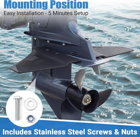 1 Set Boat Hydrofoil Stabilizer for Marine Outboard and Sterndrive Motors with Dorsal Fin Style and Nylon Black Compatible with Mainstream Engine Brands in Kuwait