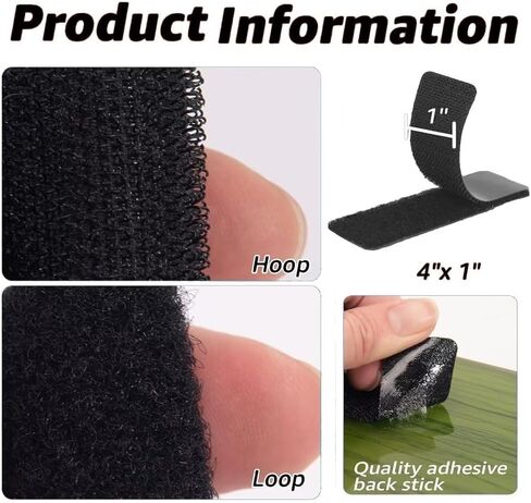 16 Sets of Hook and Loop Tape Sticky Back, 1-Inch by 4-Inch Heavy Duty Sticky Back Adhesive Strips in Saudi Arabia