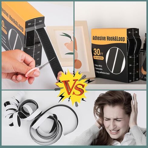30Ft x 1 Inch Hook and Loop Strips with Adhesive, Hook and Loop Tape Roll with Heavy Duty Adhesive Industrial Strength, Nylon Self Adhesive Tape for Home Office（Black） in Saudi Arabia