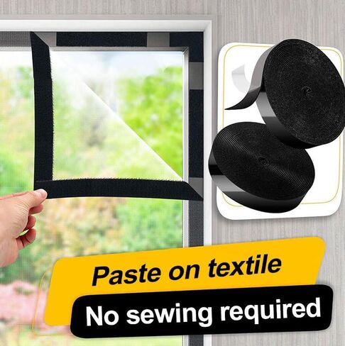 30Ft x 1 Inch Hook and Loop Strips with Adhesive, Hook and Loop Tape Roll with Heavy Duty Adhesive Industrial Strength, Nylon Self Adhesive Tape for Home Office（Black） in Saudi Arabia