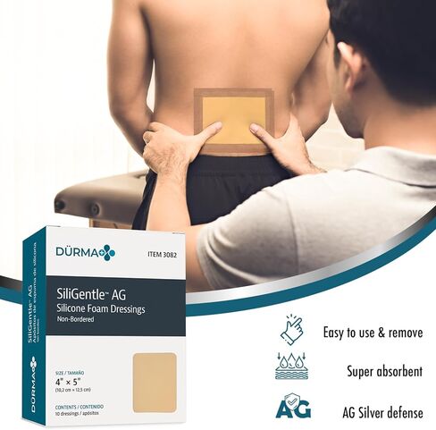 Dynarex Dürma+ SiliGentle AG Silver Silicone Foam Dressings, Sterile Wound Care, Non-Adhesive Foam Pad Dressing with Silicone Layer in Saudi Arabia