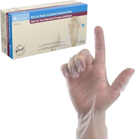 Dynarex Multi-Care Vinyl Disposable Exam Gloves, Powder-Free, Easy to Change, Best for Food Safety, Ambidextrous, Clear, Extra-Large, 1 Box of 100 Gloves in Saudi Arabia