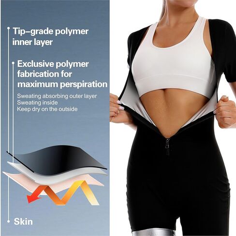 بدلة ساونا 4 في 1 لتدريب الخصر للنساء، جذع طويل، دهون البطن السفلية لكامل الجسم بذلة مع شورت كم in Kuwait