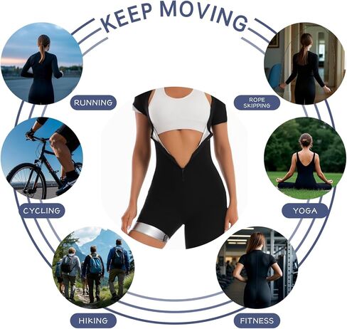 بدلة ساونا 4 في 1 لتدريب الخصر للنساء، جذع طويل، دهون البطن السفلية لكامل الجسم بذلة مع شورت كم in Kuwait