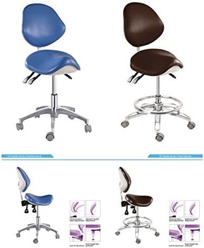 Deluxe Dental Mobile Chair Saddle Doctor's Stool PU Leather Chair with Circle in Kuwait