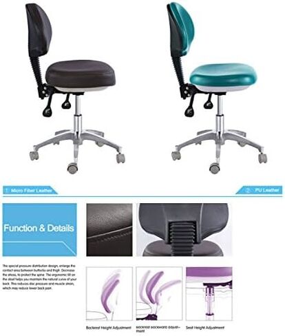 Dental Mobile Chair Doctor's Stool Micro Fiber Leather Seat Height Adjustment CE in Kuwait