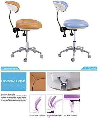 Deluxe Dental Mobile Chair Surgical Doctor's Stool with Backrest PU Leather 6001 in Kuwait