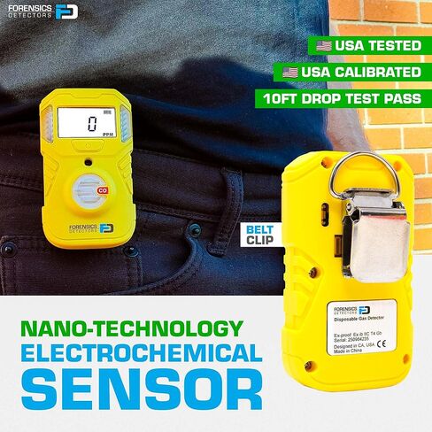 كاشف أول أكسيد الكربون المحمول | إنذارات إدارة السلامة والصحة المهنية | عمر البطارية لمدة عامين | اجتياز اختبار السقوط من ارتفاع 10 أقدام | IP67 مقاوم للماء | الولايات المتحدة الأمريكية NIST معايرة in Kuwait