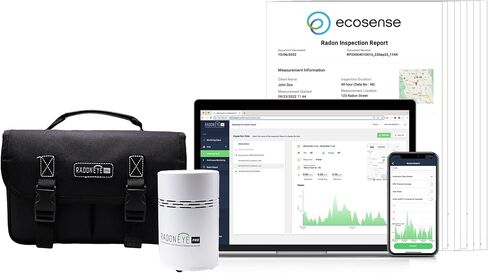 Ecosense RD200P RadonEye Pro، شاشة الرادون الرقمية المعتمدة للمحترفين، إنشاء تقارير سهلة، تطبيق سهل الاستخدام، لوحة القيادة، تقرير حزمة الكل في واحد in Saudi Arabia