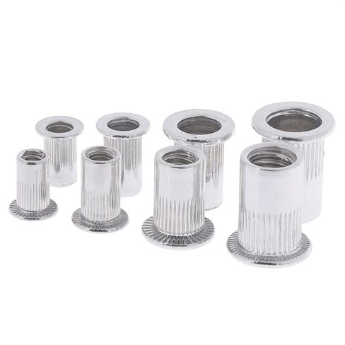 غسالات Qinlu-100 قطعة من صواميل البرشام الملولبة M4 M5 M6 M8 مجموعة أدوات مختلطة مجموعة أدوات إصلاح مجموعة صواميل برشام من الألومنيوم الصلب لإصلاح المصانع in Kuwait