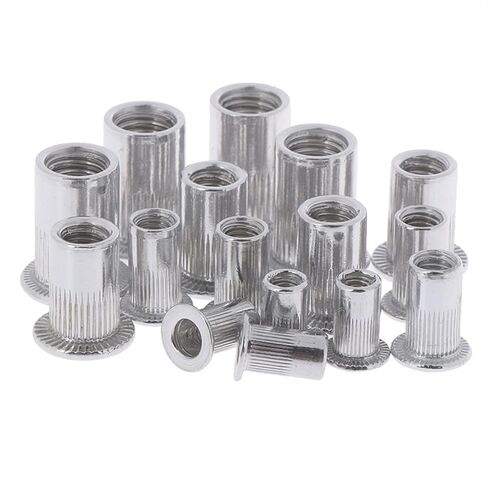 غسالات Qinlu-100 قطعة من صواميل البرشام الملولبة M4 M5 M6 M8 مجموعة أدوات مختلطة مجموعة أدوات إصلاح مجموعة صواميل برشام من الألومنيوم الصلب لإصلاح المصانع in Kuwait