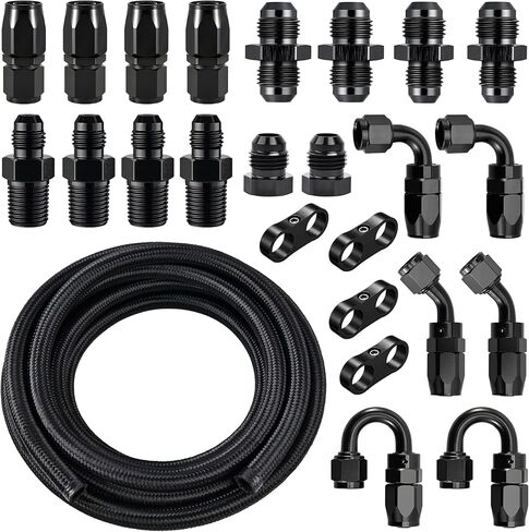 طقم خط الوقود Evil Elergy 4AN ، 4AN من النايلون من الفولاذ المقاوم للصدأ مضفر خراطيم الوقود خرطوم طقم تركيب CPE 16ft in Kuwait