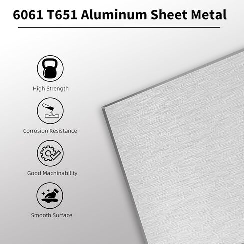6061 T651 لوح ألومنيوم، لوحة معدنية مقاس 4 × 8 × 5/64 بوصة مغطاة بغشاء واقي، لوحة ألومنيوم 2 مم للحرف اليدوية، وصناعة النماذج، والمشاريع المعدنية التي تصنعها بنفسك in Kuwait
