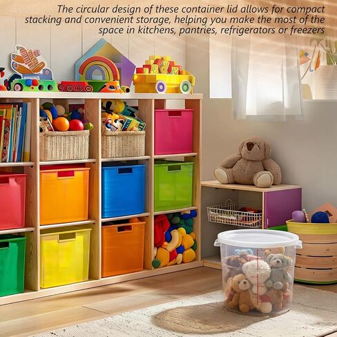 4 Pack 12 Qt Containers with Lid, 12/18/22 Qt Round Container Lids, Translucent Plastic Stackable Commercial Food Storage Lids for Restaurant Cafeteria Pantry in Kuwait