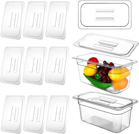 10 Pcs Polycarbonate Food Pan Lids with Handle, 1/3 Size Clear Food Pan Lids, Stackable Acrylic Hotel Lid Cover for Restaurant Foods Container and Storage in Saudi Arabia