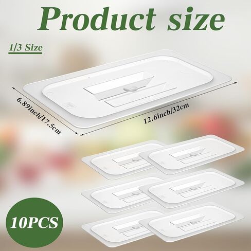 10 Pcs Polycarbonate Food Pan Lids with Handle, 1/3 Size Clear Food Pan Lids, Stackable Acrylic Hotel Lid Cover for Restaurant Foods Container and Storage in Saudi Arabia