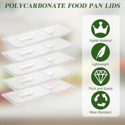 10 Pcs Polycarbonate Food Pan Lids with Handle, 1/3 Size Clear Food Pan Lids, Stackable Acrylic Hotel Lid Cover for Restaurant Foods Container and Storage in Saudi Arabia
