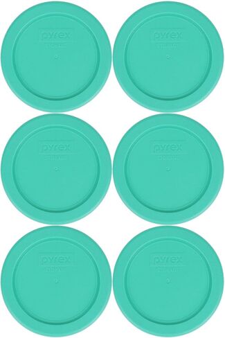 Pyrex 7202-PC 1-Cup Green Food Storage Replacement Lid (5-Pack) - Made in USA in Saudi Arabia