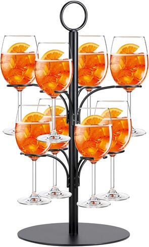 Cocktail Tree Stand,2 Tier Champagne/Martini Tree Stand with 8 Brackets, No Assembly Required Wine Glass Flight Tasting Display (Gold) in Saudi Arabia
