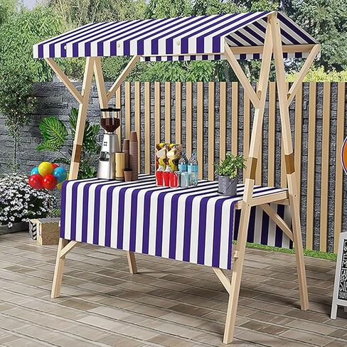 Foldable Wooden Vendor Cart, Outdoor Vending Stand with Canopy, Farmers Market Booth,Portable Vendor's Stall Food Display Stand for Market Street Food Events(150cm/59in, White) in Saudi Arabia