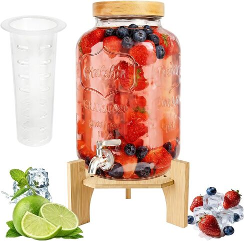 Wood Drink Dispenser Stand Natural Bamboo Fits 7.8 in (20 cm) Inch Diameter Beverage Jugs Elegant & Sturdy Stand for Home, Parties, & Catering Events in Saudi Arabia