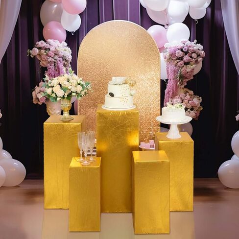 Efavormart Set of 5 | Blush Spandex Cylinder Plinth Display Box Stand Covers, Stretchable Pedestal Pillar Prop Covers - 160 GSM in Saudi Arabia
