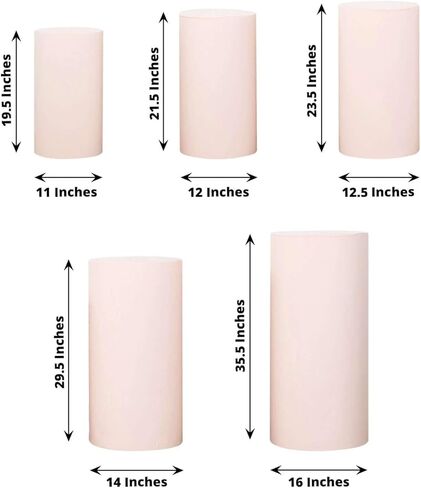 Efavormart Set of 5 | Blush Spandex Cylinder Plinth Display Box Stand Covers, Stretchable Pedestal Pillar Prop Covers - 160 GSM in Saudi Arabia